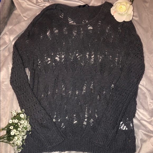 AMERICAN EAGLE CHARCOAL GREY DISTRESSED SWEATER - Picture 2 of 5